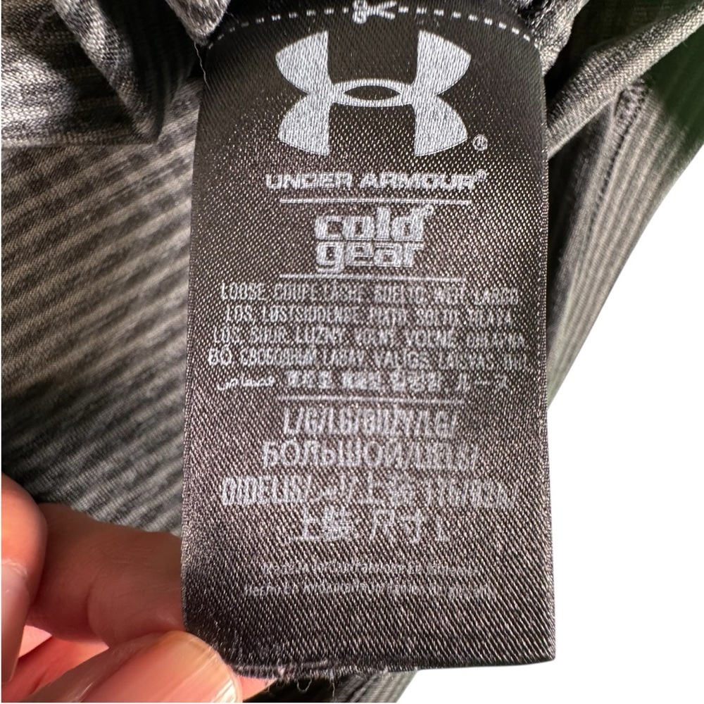 Under Armour ColdGear 1/4 Zip Pullover Men’s Large Gray Striped Long Sleeve - Picture 4 of 10